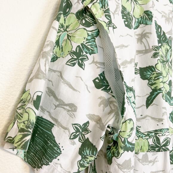 Columbia PFG Trollers Best Short Sleeve Fishing Shirt Small Green White - Picture 12 of 13